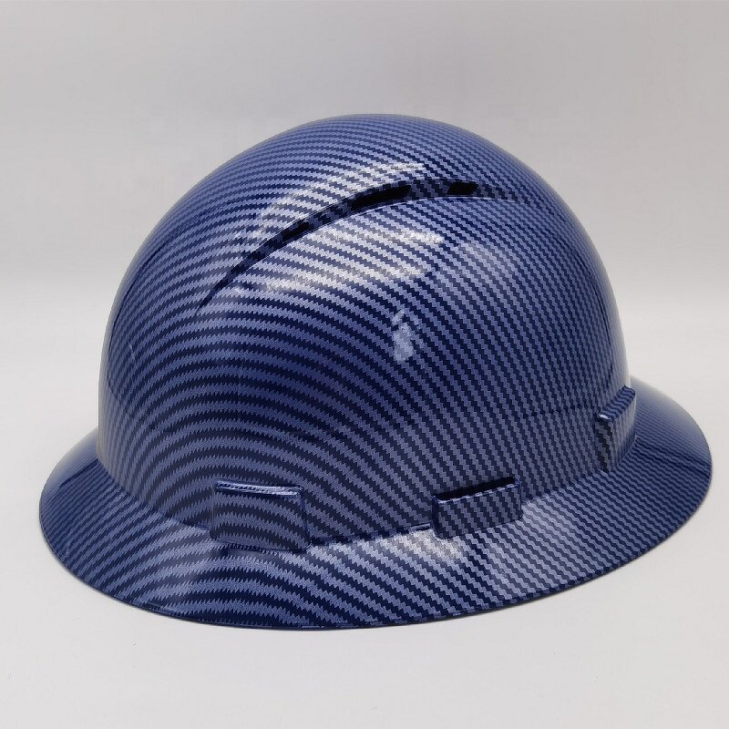 Construction Hard Hat Manufacturer - ANSI Light Weight Carbon Fiber Print HDPE Reinforced Industrial Safety Helmet with Splash Guard Styles
