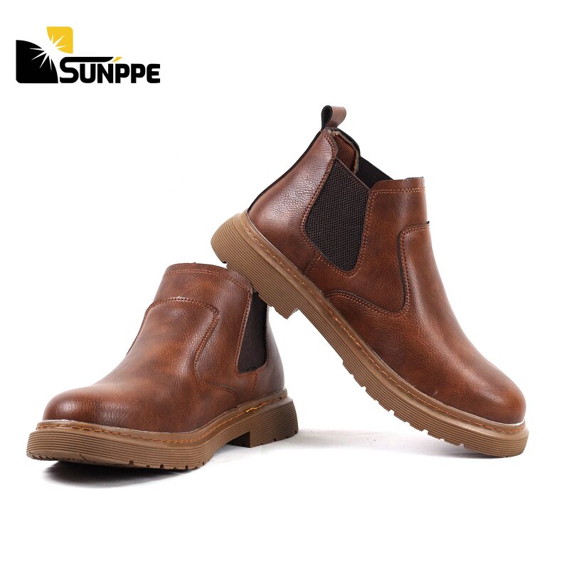 Men's Steel Toe Safety Boots Manufacturer - Custom Lightweight Chelsea Fashionable Rubber Leather Pull-On Casual for Summer Autumn