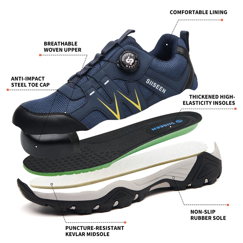 Steel Toe Safety Shoes Manufacturer - High Quality Hiking Work Sports Quick Lacing Strap MD Rubber Winter Industrial Unisex