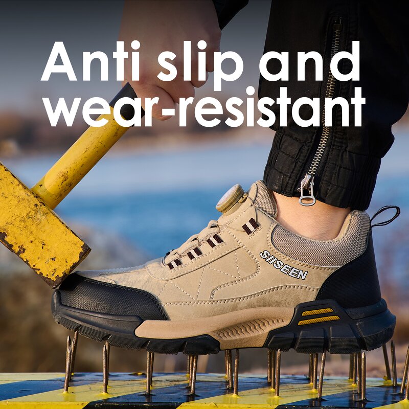 Safety Shoes Manufacturer - Rubber Sole Anti-slip Lightweight Quick Lacing Sneaker for Men Women Engineers