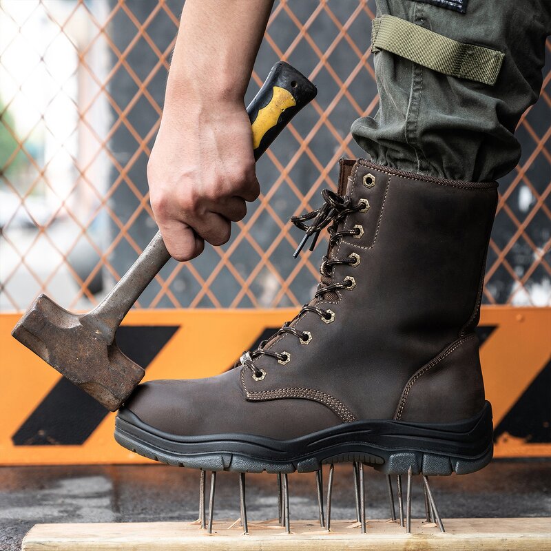 EN20345 Safety Boots Manufacturer - Custom Crazy Horse Leather S3 Steel Toe Long Lasting for Mining Oil Field Worker in Summer Autumn