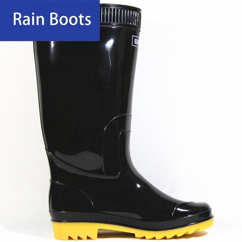 Men's PVC Rain Boots Manufacturer - Knee-Length Waterproof Custom Printed High-Mining Wholesale Rubber Shoes with Steel Toe for Winter Summer