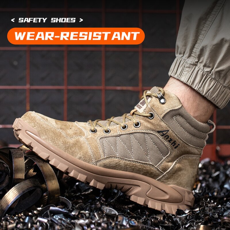 Men's Casual Safety Shoes Manufacturer - Dropshipping Lightweight Steel Toe Stylish Breathable Comfortable Suede Upper Metal Custom Logo