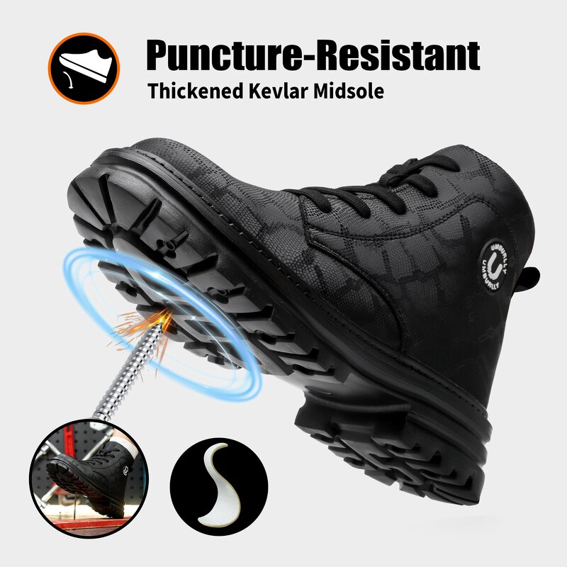 Lady Women Safety Shoes Manufacturer - Wholesale Cheap Price Heavy Duty Steel Toed Work Boots Black Microfiber Upper