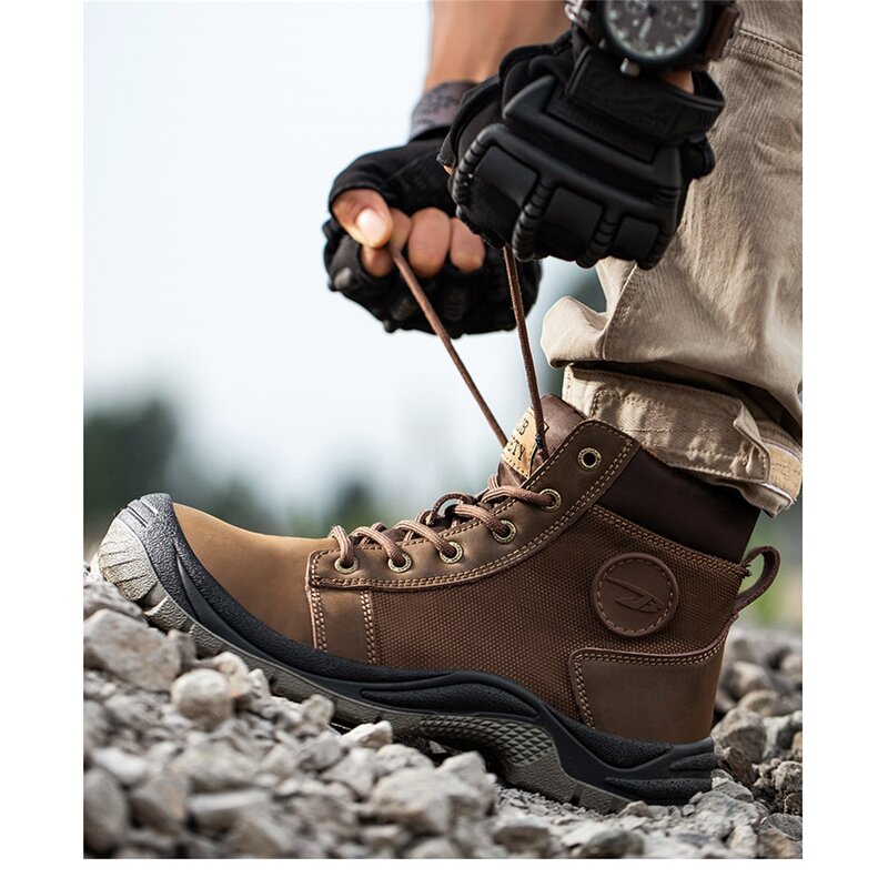 High Cut Safety Boots Manufacturer - Genuine Leather Waterproof Oil Resistant Funky Steel Toe for Men & Women Black for Summer Winter