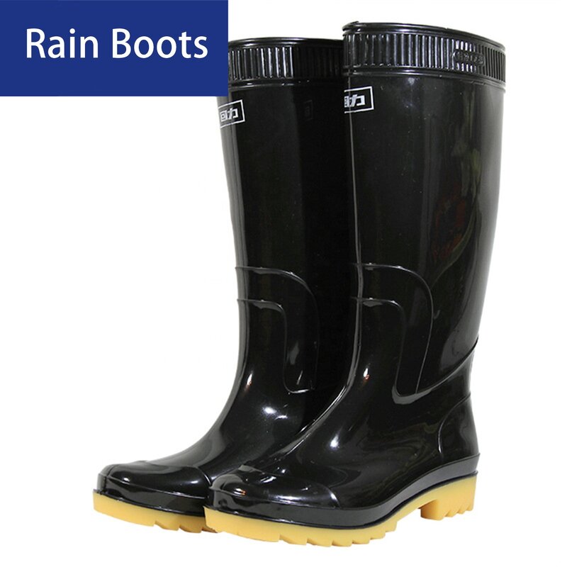 Men's PVC Rain Boots Manufacturer - Knee-Length Waterproof Custom Printed High-Mining Wholesale Rubber Shoes with Steel Toe for Winter Summer