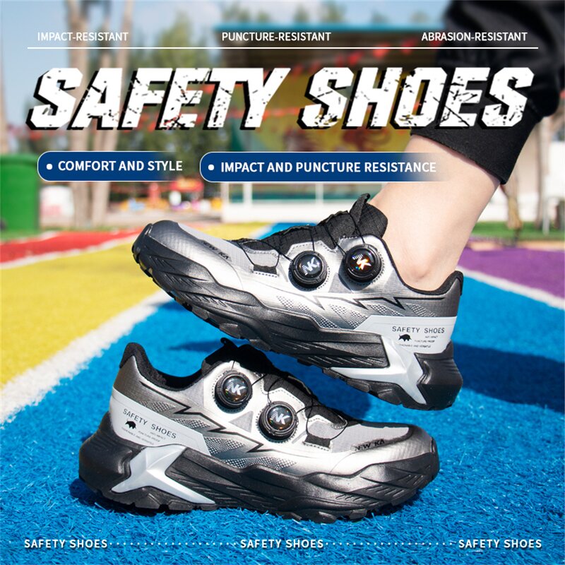 Men's Casual Safety Shoes Manufacturer - Fashion Steel Toe Lightweight PU Sole Microfiber Upper Comfortable Metal Custom Logo