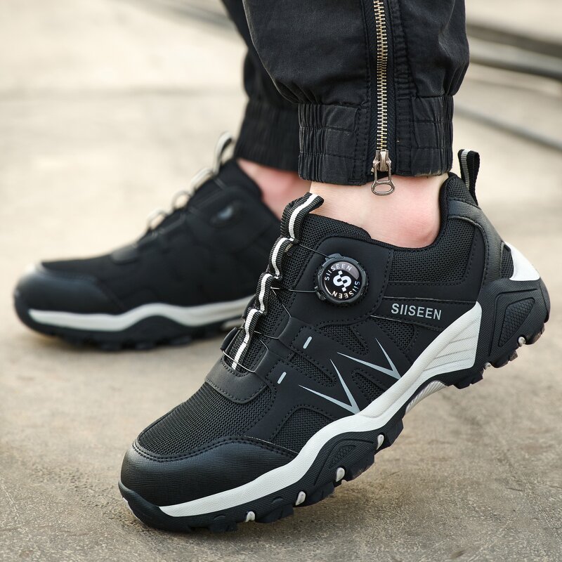 Unisex Steel Toe Safety Shoe Manufacturer - Custom Logo Hiking Breathable Lightweight Microfiber Leather Double Density Certified for Summer Autumn