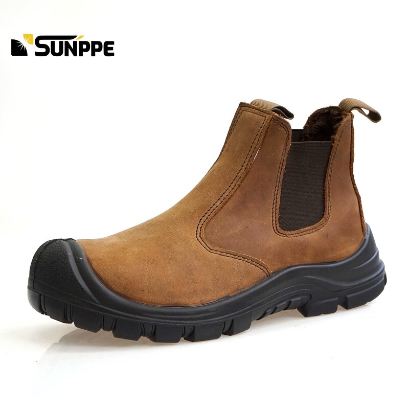 Chelsea Industrial Boots Manufacturer - No Lace Waterproof Leather Breathable Black Men Steel Toe Fashion Safety Shoes