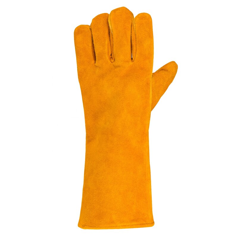 Welding Gloves Manufacturer - CE Certified Yellow Red Nitrile Coated Thickened Cowhide Molten Metal Splash Protection for Multi-Welding Type