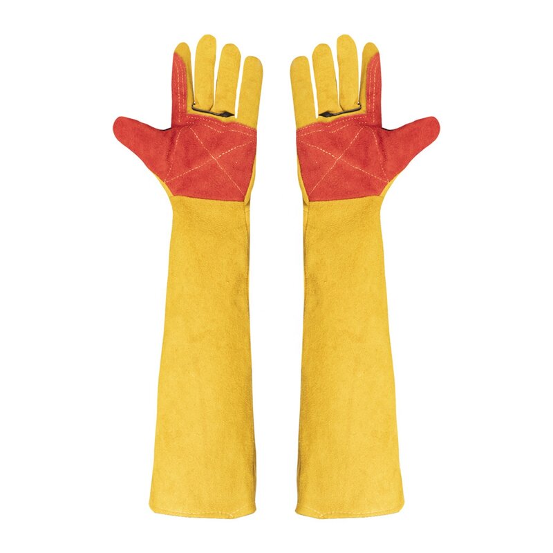 Welding Gloves Manufacturer - Tig Yellow Resistant Cowhide Short Electric Labor Fwelding with Anti-Slip Feature Red Yellow