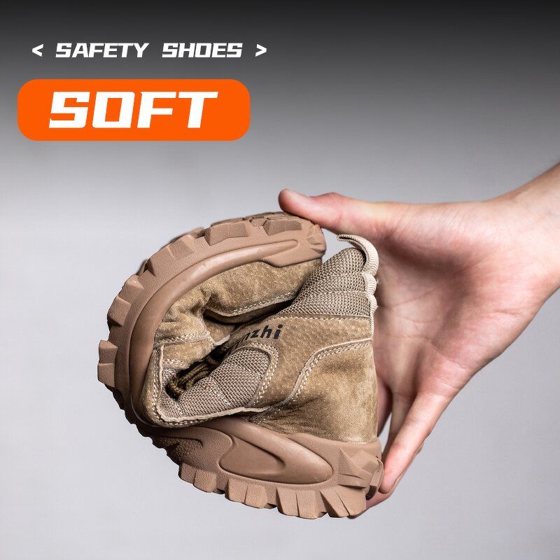 Men's Casual Safety Shoes Manufacturer - Dropshipping Lightweight Steel Toe Stylish Breathable Comfortable Suede Upper Metal Custom Logo