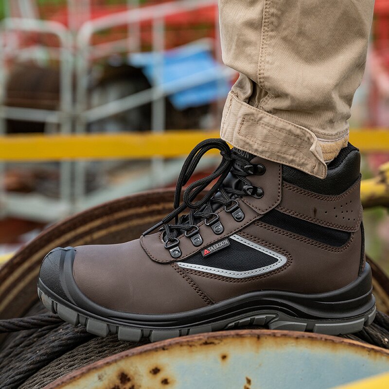 Men's Industrial Safety Shoes Manufacturer - ZP Waterproof Leather Dual Density PU Sole Breathable Black Steel Toe Fashion