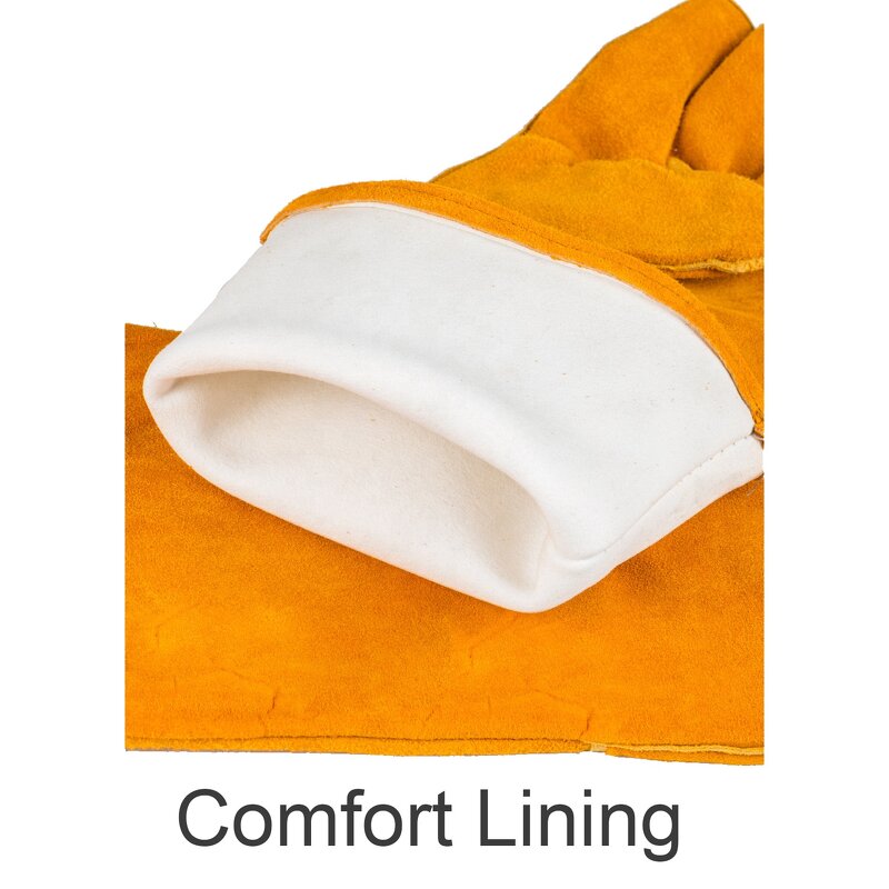 Welding Gloves Manufacturer - CE Certified Yellow Red Nitrile Coated Thickened Cowhide Molten Metal Splash Protection for Multi-Welding Type