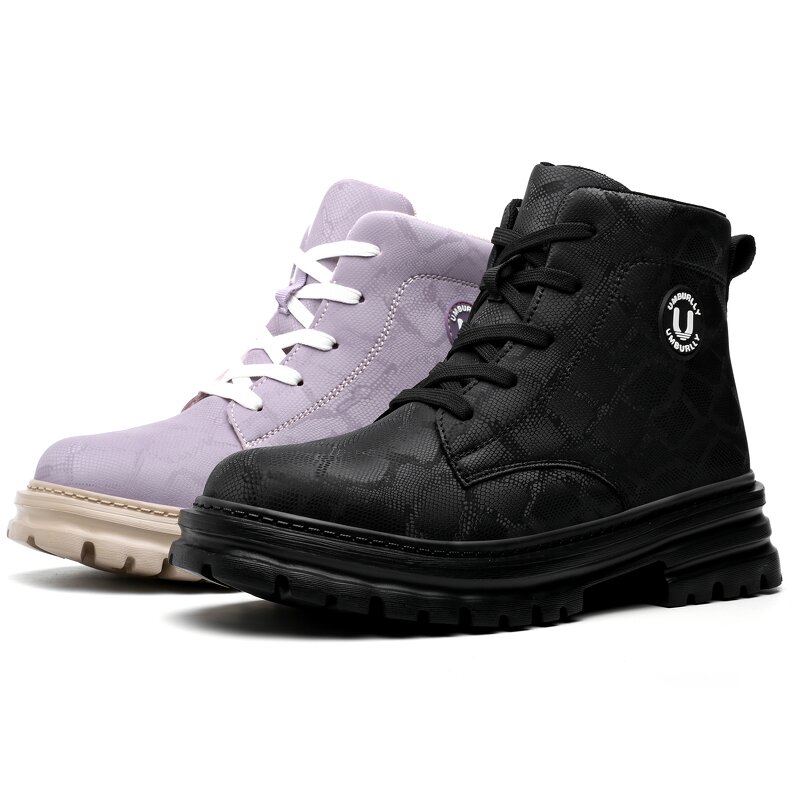 Lady Women Safety Shoes Manufacturer - Wholesale Cheap Price Heavy Duty Steel Toed Work Boots Black Microfiber Upper