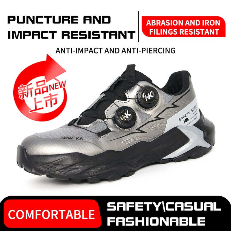 Men's Casual Safety Shoes Manufacturer - Fashion Steel Toe Lightweight PU Sole Microfiber Upper Comfortable Metal Custom Logo