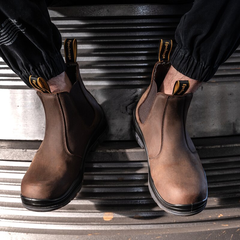 Women's Safety Boots Manufacturer - Glass Fibre Toe Genuine Leather Chelsea Work Casual Mid Cut Engineering Expensive for Men