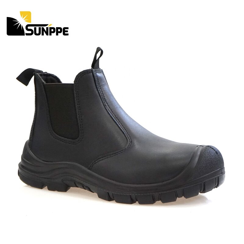Chelsea Industrial Boots Manufacturer - No Lace Waterproof Leather Breathable Black Men Steel Toe Fashion Safety Shoes