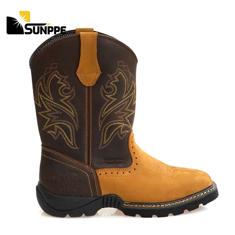 Men's Steel Toe Work Boots Manufacturer - Custom Genuine Leather No Lace Western Cowboy Style for Winter Summer Spring