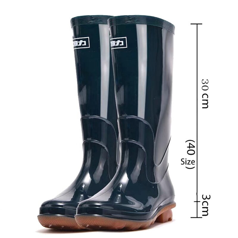 Men's PVC Rain Boots Manufacturer - Knee-Length Waterproof Rubber Custom Printed High Mining Wholesale Shoes Steel Toe Mesh for Summer Winter