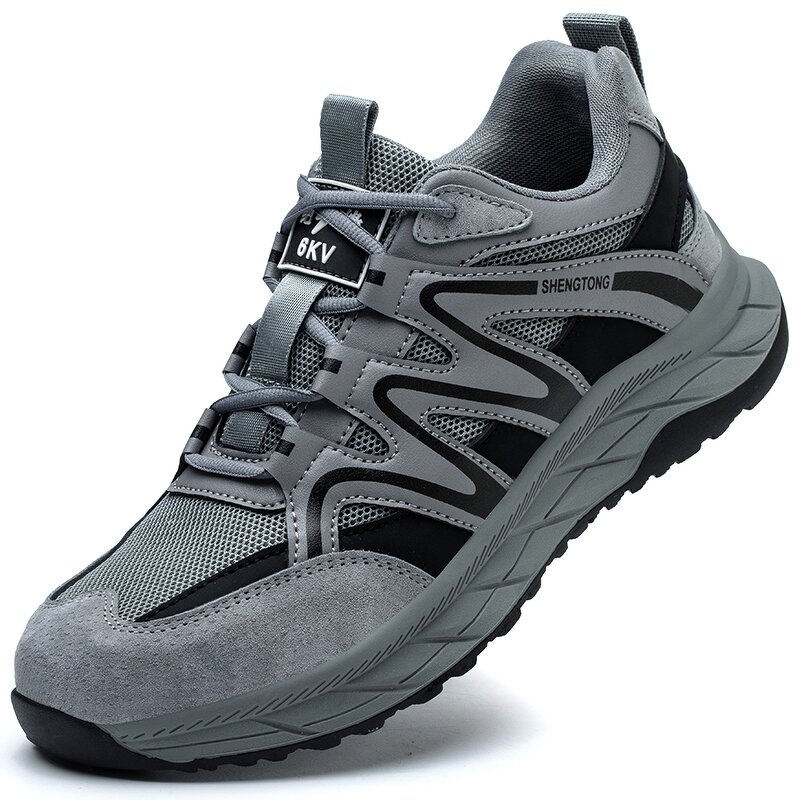 Plastic Toe Safety Shoes Manufacturer - High Quality Color Anti Puncture Ergonomic Microfiber Upper MD Rubber Outsole Mesh Lining