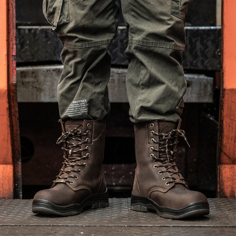 EN20345 Safety Boots Manufacturer - Custom Crazy Horse Leather S3 Steel Toe Long Lasting for Mining Oil Field Worker in Summer Autumn