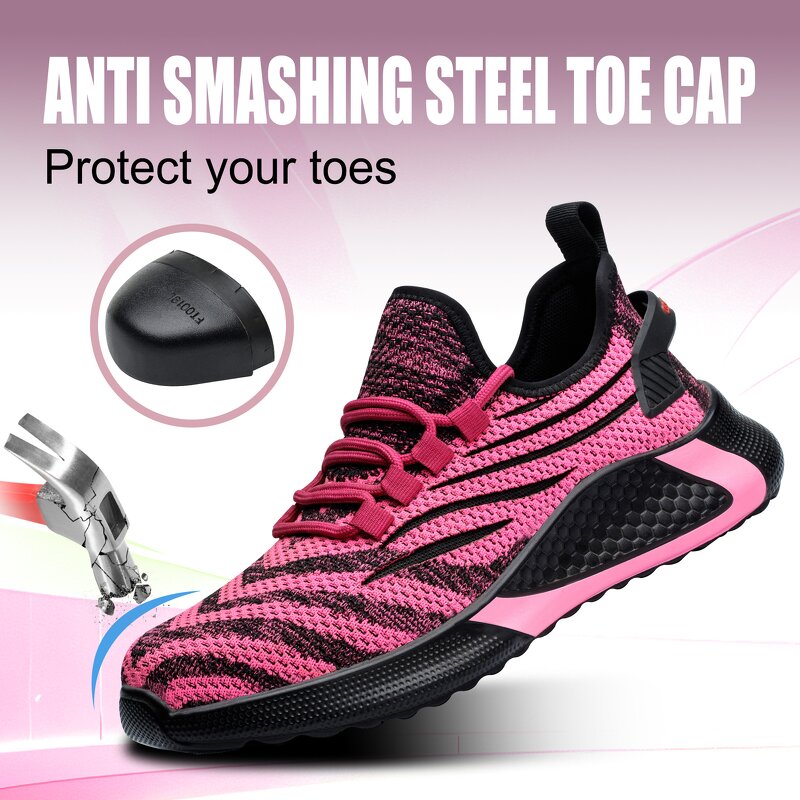 Unisex Safety Boots Manufacturer - Lady Low Steel Toe Cap Cut Waterproof Winter Anti-Slip Industrial Work Rubberized Pink