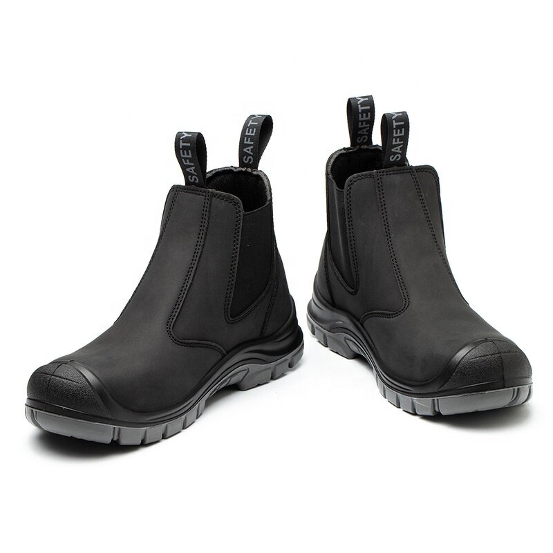Chelsea Industrial Boots Manufacturer - No Lace Waterproof Leather Breathable Black Men Steel Toe Fashion Safety Shoes