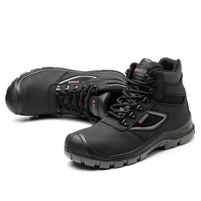 Men's Industrial Safety Shoes Manufacturer - Waterproof Leather Dual Density PU Sole Breathable Black Steel Toe Fashion