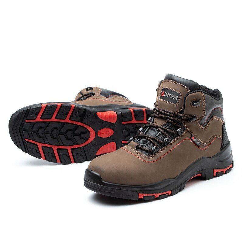 Men's Industrial Safety Shoes Manufacturer - Waterproof Leather MD Rubber Sole Breathable Black Steel Toe Mid Cut for Winter