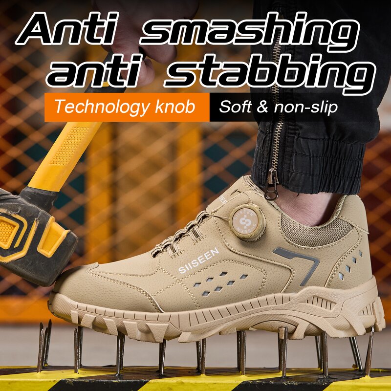 Men's Casual Safety Shoes Manufacturer - Lightweight Steel Toe Stylish Breathable Comfortable Microfiber Upper Metal Custom Logo