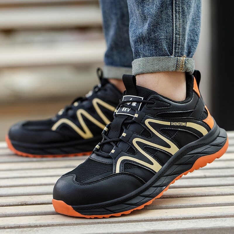 Plastic Toe Safety Shoes Manufacturer - High Quality Color Anti Puncture Ergonomic Microfiber Upper MD Rubber Outsole Mesh Lining