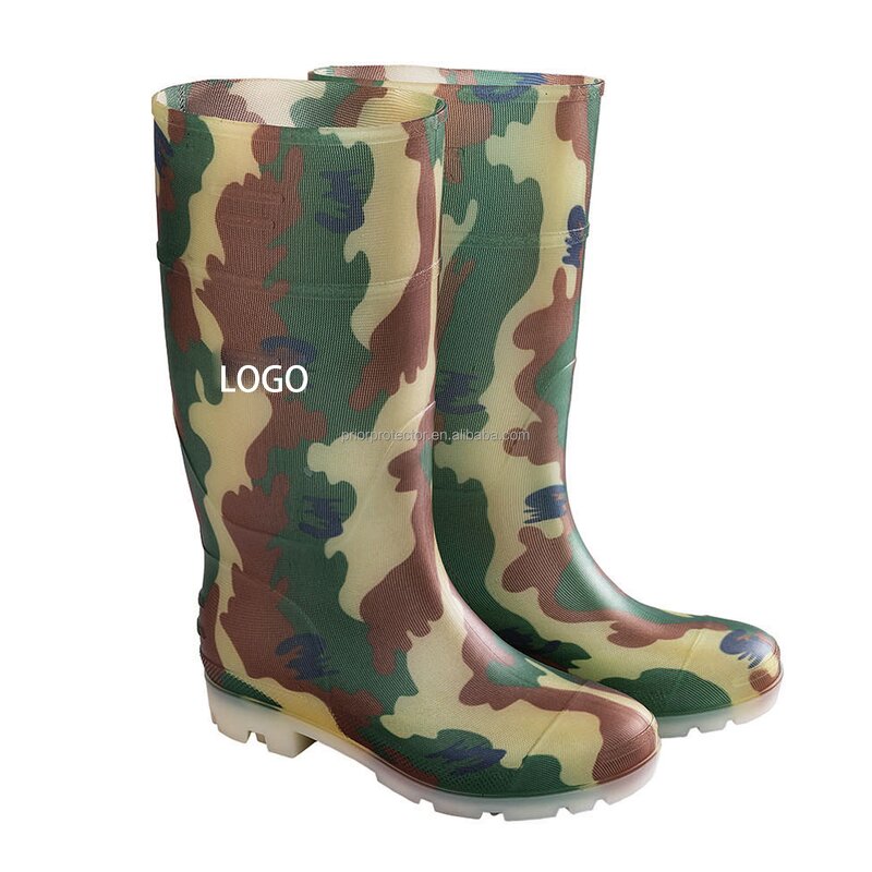 Men's Rain Boots Manufacturer - Camouflage Upper White Sole High Quality PVC Non-Slip Ankle & Bootie for Outdoor Work & Garden Use Summer Winter