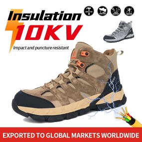 10KV Insulation Safety Shoes Manufacturer - Plastic Toe Color Anti Puncture Ergonomic Microfiber Upper MD Rubber Outsole Mesh Lining