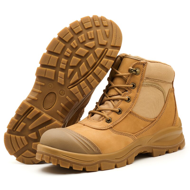 Unisex S3 Safety Shoes Manufacturer - Construction Mid Cut Dual Density PU Acid Oil Resistant Cow Leather Anti-Slip Waterproof