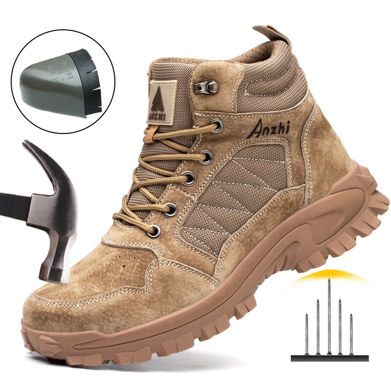 Men's Casual Safety Shoes Manufacturer - Dropshipping Lightweight Steel Toe Stylish Breathable Comfortable Suede Upper Metal Custom Logo