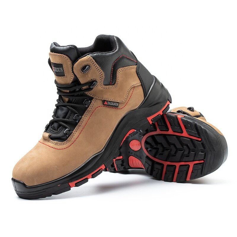 Men's Industrial Safety Shoes Manufacturer - Waterproof Leather MD Rubber Sole Breathable Black Steel Toe Mid Cut for Winter