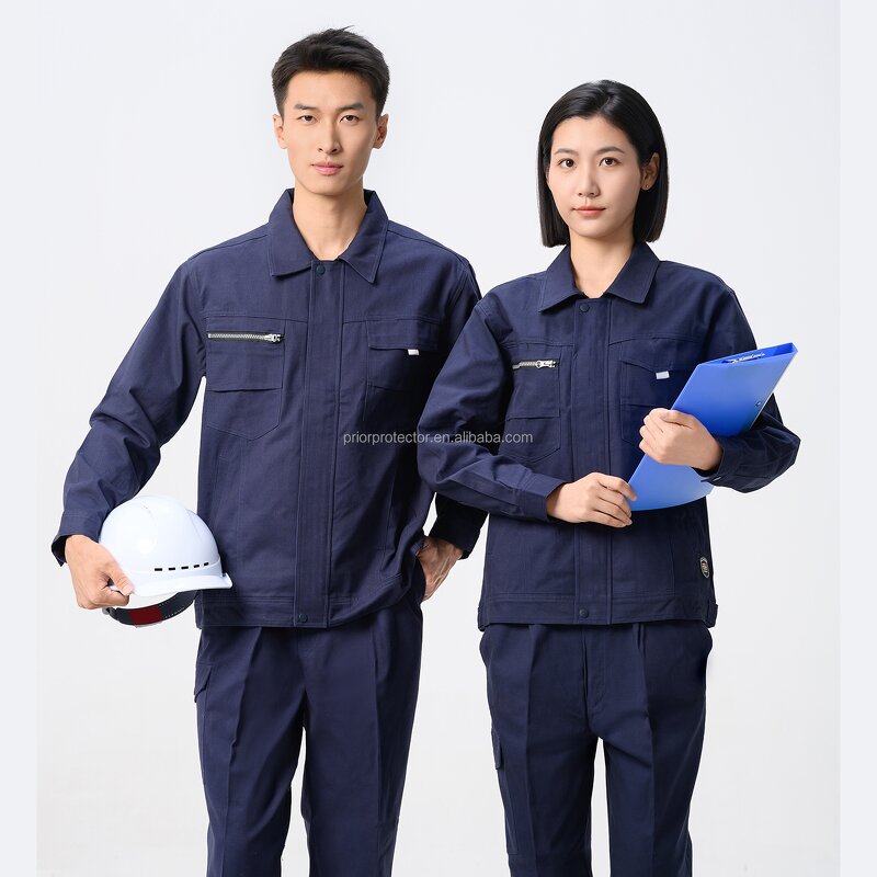 Construction Work Uniform Manufacturer - 100% Cotton 270g Thick Twill Breathable PPE Sets Knee-Length Design for Safety
