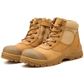 Unisex S3 Safety Shoes Manufacturer - Construction Mid Cut Dual Density PU Acid Oil Resistant Cow Leather Anti-Slip Waterproof