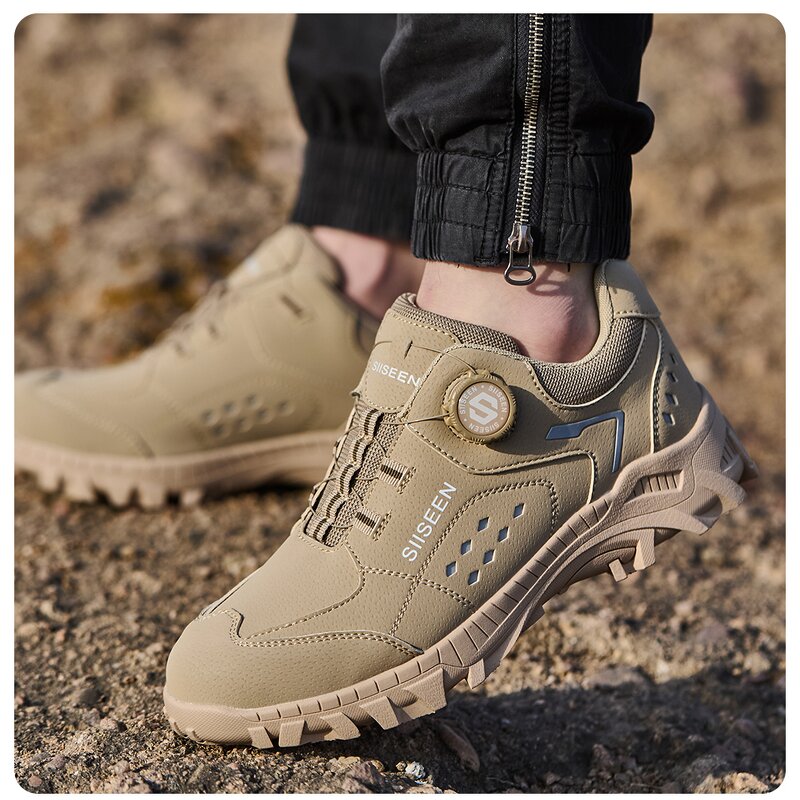 Men's Casual Safety Shoes Manufacturer - Lightweight Steel Toe Stylish Breathable Comfortable Microfiber Upper Metal Custom Logo