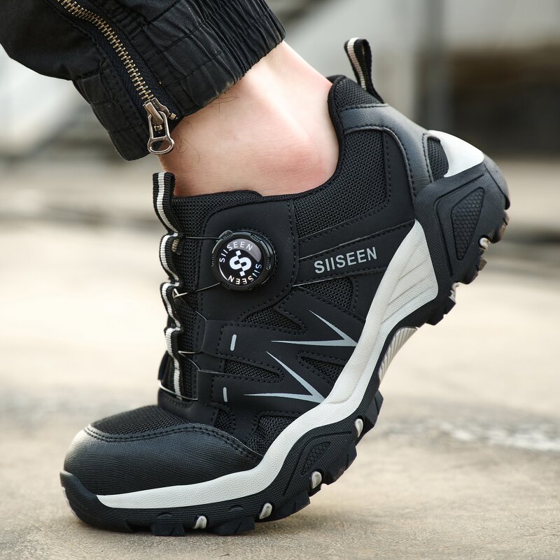 Unisex Steel Toe Safety Shoe Manufacturer - Custom Logo Hiking Breathable Lightweight Microfiber Leather Double Density Certified for Summer Autumn