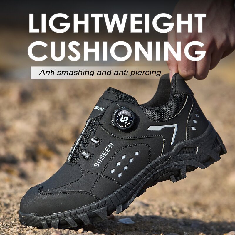 Men's Casual Safety Shoes Manufacturer - Lightweight Steel Toe Stylish Breathable Comfortable Microfiber Upper Metal Custom Logo