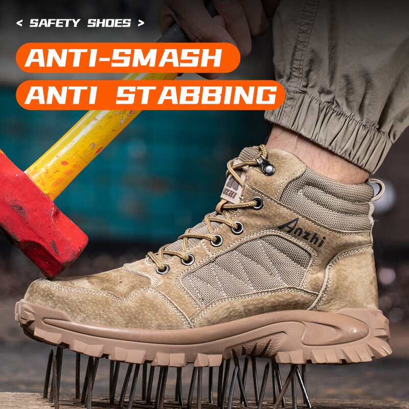 Men's Casual Safety Shoes Manufacturer - Dropshipping Lightweight Steel Toe Stylish Breathable Comfortable Suede Upper Metal Custom Logo