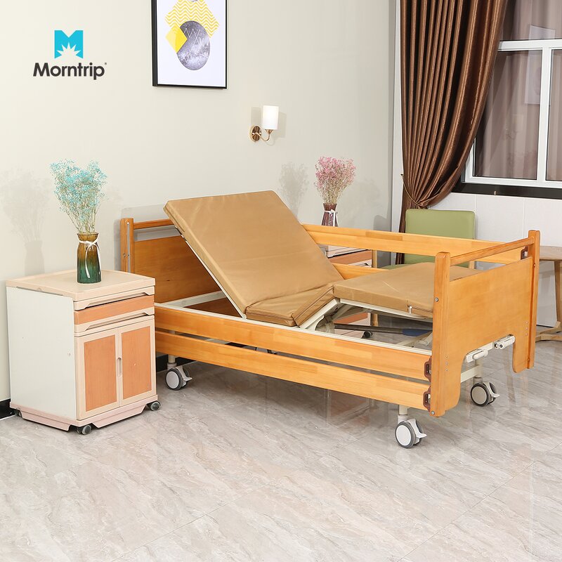 Nursing Bed Manufacturer - Hot Two Crank Manual Wooden Headboard for Bedridden Patient Home Care