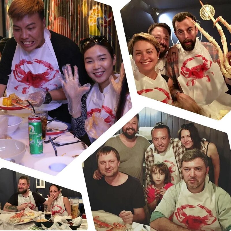 Disposable Plastic Bib Manufacturer - Best Sell Seafood PE Aprons Custom Logo Lobster Design for Sea Food