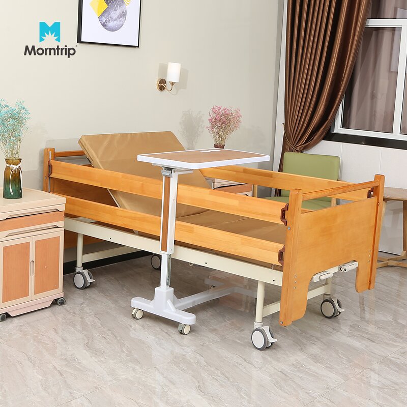 Nursing Bed Manufacturer - Hot Two Crank Manual Wooden Headboard for Bedridden Patient Home Care