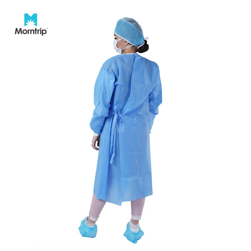 Disposable Protective Surgical Gown Manufacturer - Factory Price AAMI Level 4 Blue Medical with Knitted Cuff Fluid Resistance