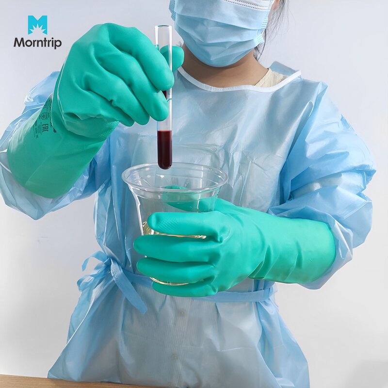 Nitrile Gloves Manufacturer - Morntrip Green High Quality CE ISO Cut Resistant Mechanic Reusable Heavy Duty