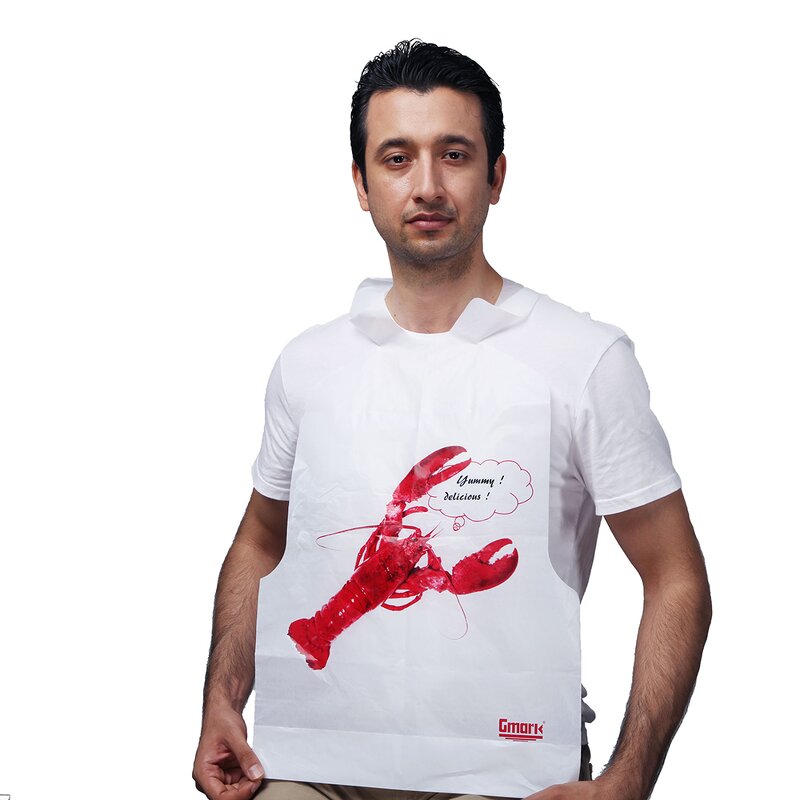 Disposable Plastic Lobster Bib Manufacturer - Adult for Eating Lobsters Crab Seafood with Ties Custom Printed