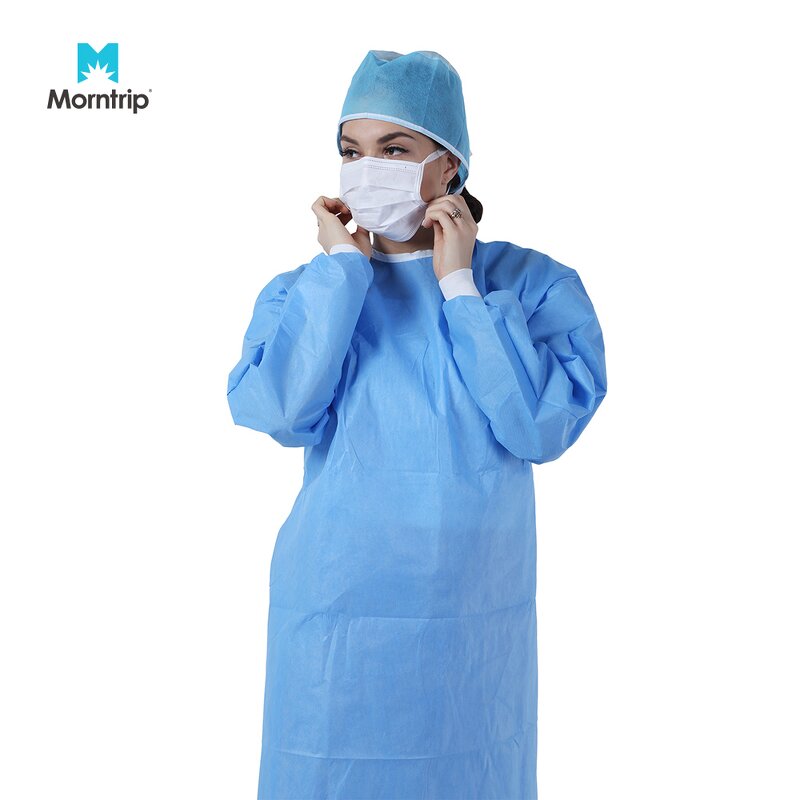 Disposable Protective Surgical Gown Manufacturer - Factory Price AAMI Level 4 Blue Medical with Knitted Cuff Fluid Resistance